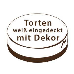 Torte weiss eingedeckt mit Dekor